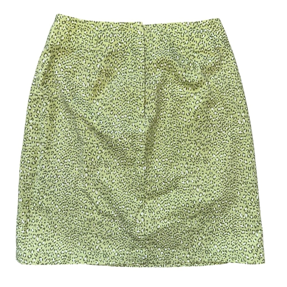 Y2K Talbots Green Leopard Print 100% Cotton Straight Pencil Skirt Size 2 Petite